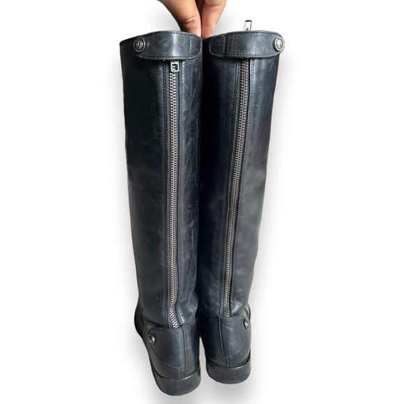 Frye Black Melissa Button Back Zip Black Leather Riding Boots Equestrian Size 6 - Picture 4 of 11